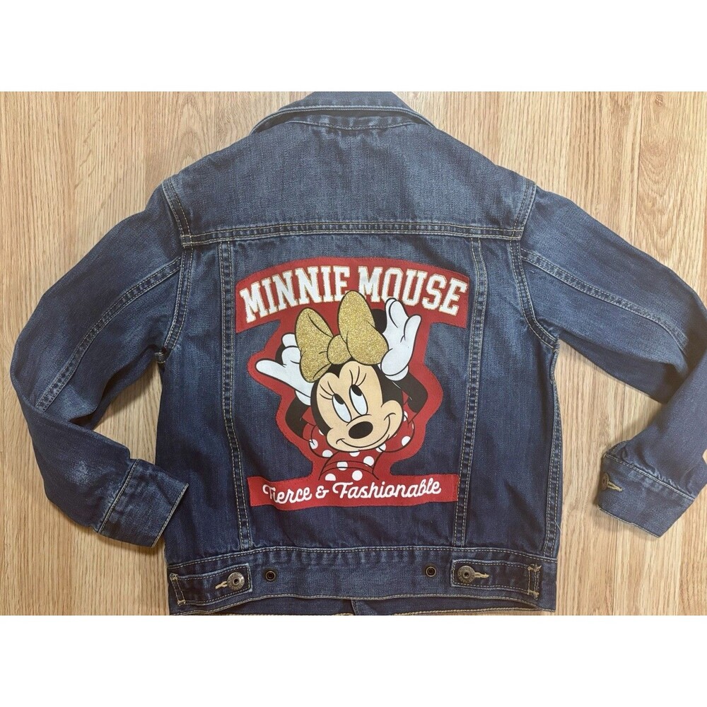 Minnie Mouse Fierce & Fashionable Upcycled Gap Girls Small Jean Jacket Denim
